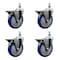 Service Caster 5 Inch Blue Polyurethane 12 Inch Threaded Stem Caster Set with Brake SCC-TS20S514-PPUB-BLUE-PLB-121315-4 - alternate 1